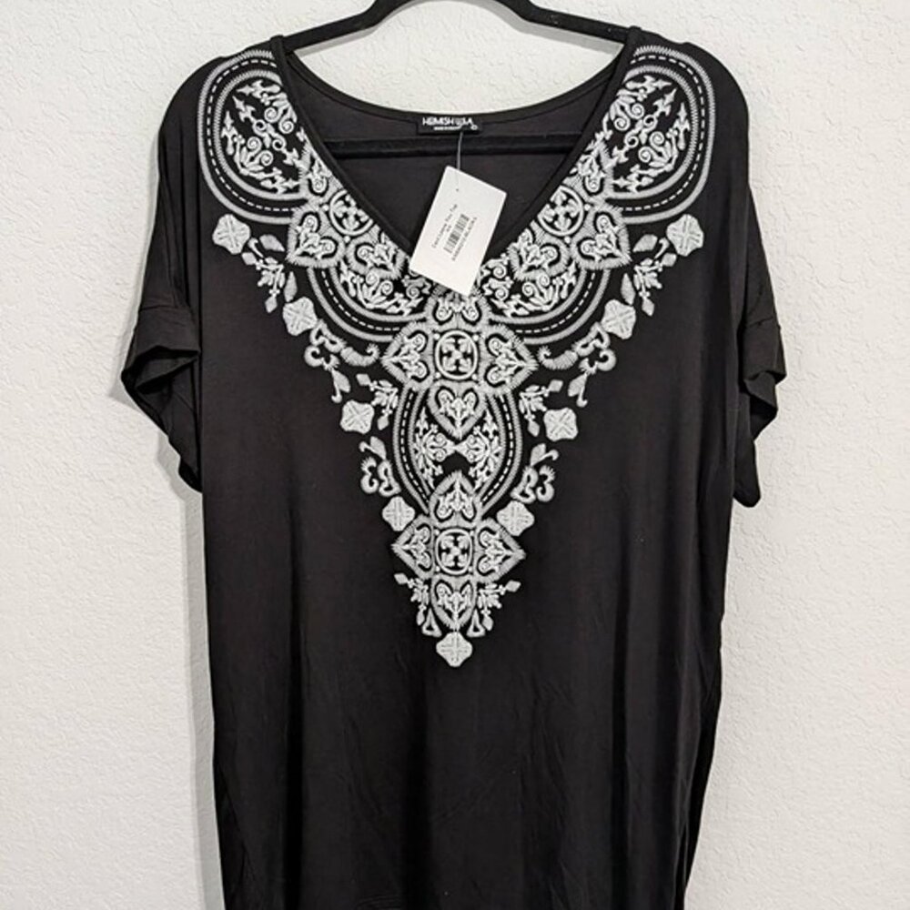 Heimish USA Women's Black Floral Top (Size L) NWT